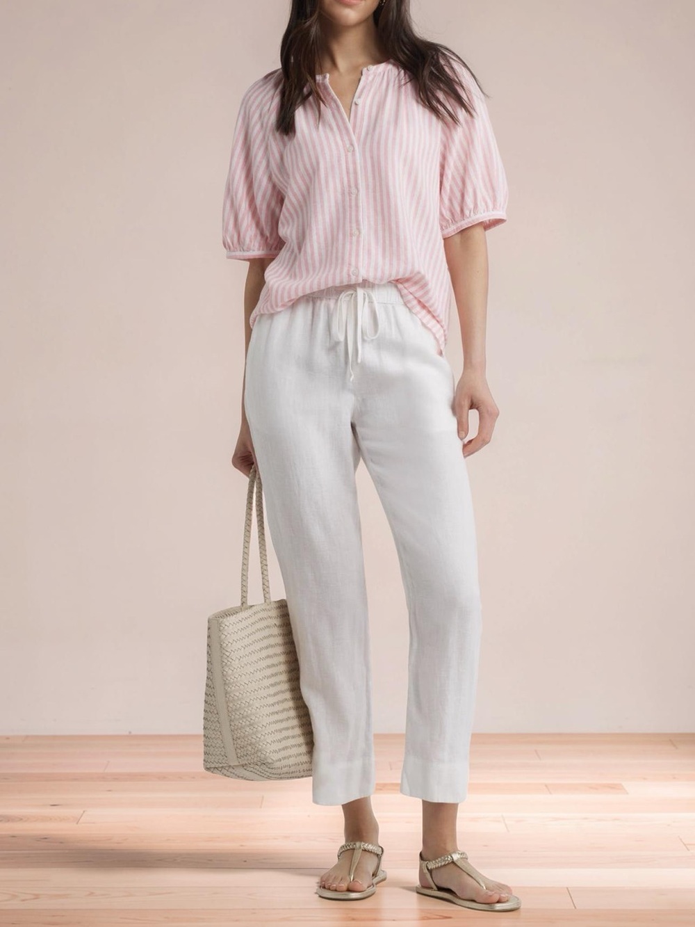 NWT🆕 Caslon Women's Linen Tapered White Classic Pants.  Size 4